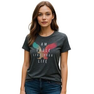 American Eagle Graphic T-Shirt Eagle Print Short Sleeve Casual Top Size M‎